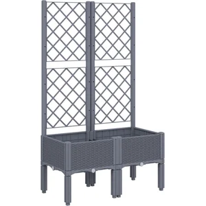 vidaXL Jardinière avec treillis gris 80x40x142 cm PP pas cher
