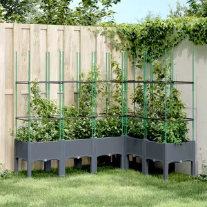 Comparateur de prix : vidaXL Jardinière avec treillis gris 160x120x142,5 cm PP