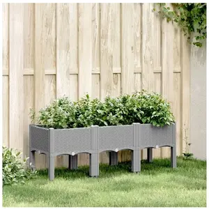 Comparateur de prix : vidaXL Jardinière avec pieds gris clair 120x40x42 cm PP