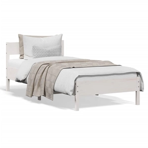 vidaXL Cadre de lit avec tête de lit blanc 90x190cm bois de pin massif pas cher