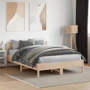 vidaXL Cadre de lit avec tête de lit 120x190 cm bois de pin massif pas cher