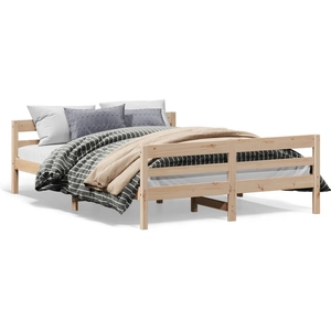 vidaXL Cadre de lit avec tête de lit 140x200 cm bois de pin massif pas cher