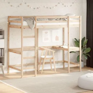 vidaXL Lit superposé avec bureau 90x200 cm bois de pin massif pas cher