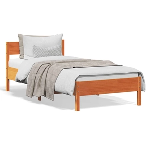 vidaXL Cadre de lit avec tête de lit cire marron 90x200 cm bois de pin pas cher