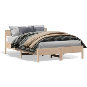 vidaXL Vidaxl Cadre De Lit Sans Matelas 135x190 Cm Bois De Pin Massif pas cher