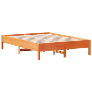 vidaXL Cadre de lit sans matelas cire marron 135x190cm bois pin massif pas cher