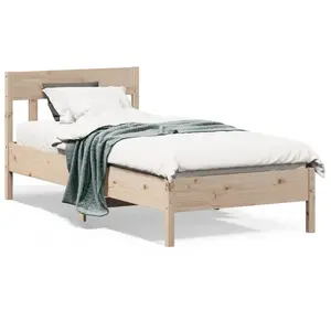 vidaXL Cadre de lit avec tête de lit 90x200 cm bois de pin massif pas cher