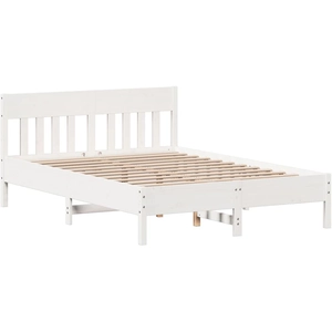 vidaXL Cadre de lit avec tête de lit blanc 150x200 cm bois pin massif pas cher