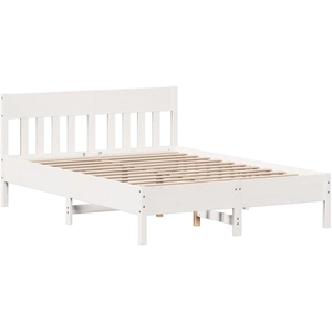vidaXL Cadre de lit avec tête de lit blanc 120x200 cm bois pin massif pas cher