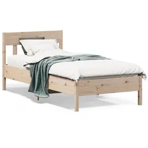 vidaXL Cadre de lit avec tête de lit 90x190 cm bois de pin massif pas cher