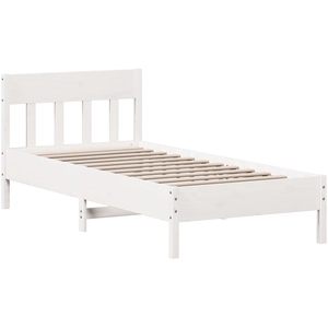 vidaXL Cadre de lit avec tête de lit blanc 90x190cm bois de pin massif