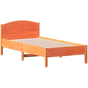 vidaXL Cadre de lit avec tête de lit cire marron 90x190 cm bois de pin pas cher