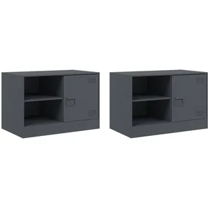 vidaXL Meubles TV 2 pcs anthracite 67x39x44 cm acier pas cher