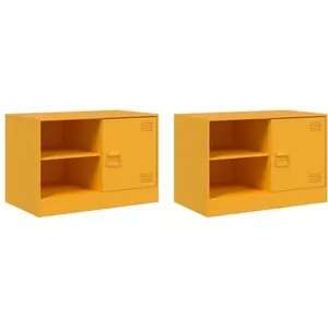 vidaXL Meubles TV 2 pcs jaune moutarde 67x39x44 cm acier pas cher