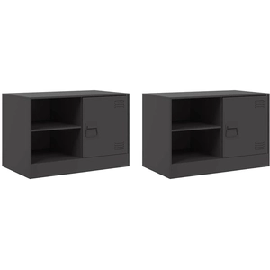 vidaXL Meubles TV 2 pcs noir 67x39x44 cm acier pas cher