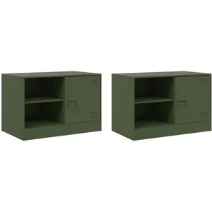 vidaXL Meubles TV 2 pcs vert olive 67x39x44 cm acier pas cher