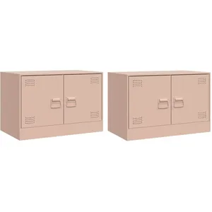 vidaXL Meubles TV 2 pcs rose 67x39x44 cm acier pas cher