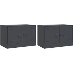 vidaXL Meubles TV 2 pcs anthracite 67x39x44 cm acier pas cher