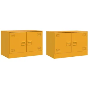 vidaXL Meubles TV 2 pcs jaune moutarde 67x39x44 cm acier pas cher