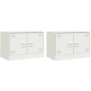 vidaXL Meubles TV 2 pcs blanc 67x39x44 cm acier pas cher
