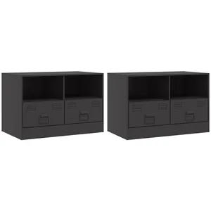 Comparateur de prix : vidaXL Meubles TV 2 pcs noir 67x39x44 cm acier