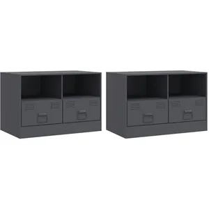 vidaXL Meubles TV 2 pcs anthracite 67x39x44 cm acier pas cher