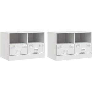 Comparateur de prix : vidaXL Meubles TV 2 pcs blanc 67x39x44 cm acier