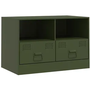 vidaXL Meuble TV vert olive 67x39x44 cm acier pas cher
