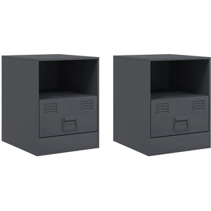 vidaXL Tables de chevet 2 pcs anthracite 34,5x39x44 cm acier pas cher