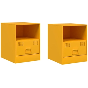 vidaXL Tables de chevet 2 pcs jaune moutarde 34,5x39x44 cm acier pas cher