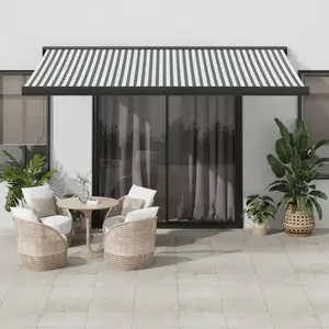 vidaXL Auvent rétractable anthracite et blanc 4,5x3 m tissu/aluminium pas cher