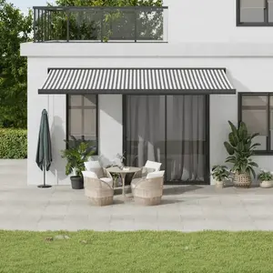 vidaXL Auvent rétractable anthracite et blanc 5x3 m tissu et aluminium pas cher