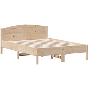 vidaXL Cadre de lit avec tête de lit 135x190 cm bois de pin massif pas cher