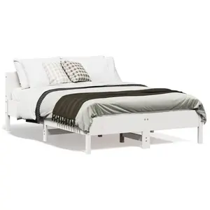 vidaXL Cadre de lit avec tête de lit blanc 120x190 cm bois pin massif pas cher