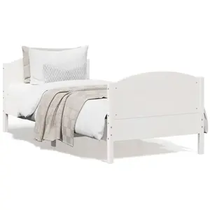 vidaXL Cadre de lit avec tête de lit blanc 90x200cm bois de pin massif