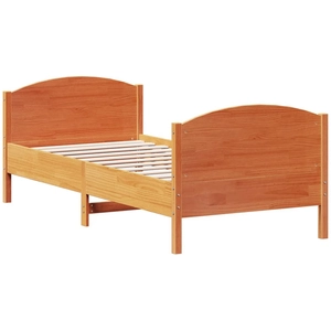 vidaXL Cadre de lit avec tête de lit cire marron 90x190 cm bois de pin pas cher