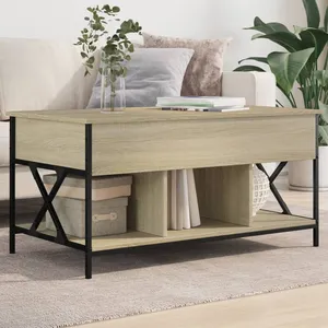 vidaXL Table basse chêne sonoma 100x55x50cm bois d'ingénierie et métal pas cher