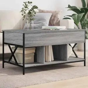 vidaXL Table basse sonoma gris 100x55x50 cm bois d'ingénierie et métal pas cher