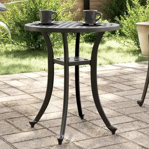 vidaXL Table de jardin noir Ø48x53 cm aluminium coulé pas cher