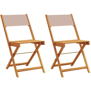 vidaXL Chaises de bistrot lot de 2 taupe bois d'acacia massif et tissu pas cher