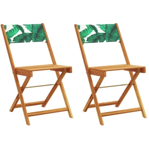 vidaXL Chaises de bistrot lot de 2 motif de feuilles acacia et tissu pas cher