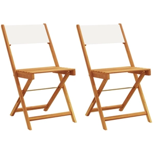 vidaXL Chaises de bistrot lot de 2 blanc crème bois acacia et tissu pas cher