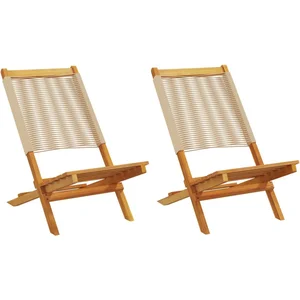 vidaXL Chaises de jardin lot de 2 beige bois d'acacia et polypropylène pas cher