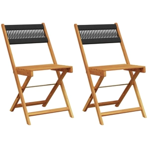 vidaXL Chaises de bistrot lot de 2 noir bois d'acacia et polypropylène pas cher