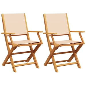 vidaXL Chaises de jardin lot de 2 beige bois d'acacia massif et tissu pas cher