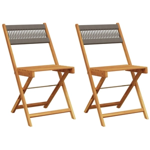 vidaXL Chaises de bistrot lot de 2 gris bois d'acacia et polypropylène pas cher