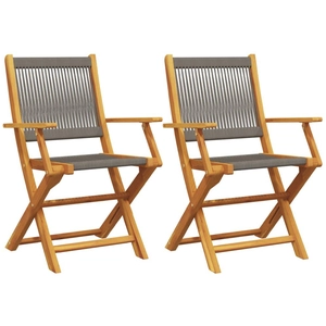 vidaXL Chaises de jardin lot de 2 gris bois d'acacia et polypropylène pas cher