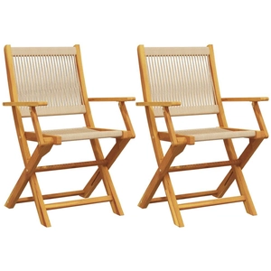 vidaXL Chaises de jardin lot de 2 beige bois d'acacia et polypropylène pas cher