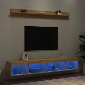 vidaXL Unités murales TV avec LED 5 pcs chêne sonoma bois d'ingénierie pas cher