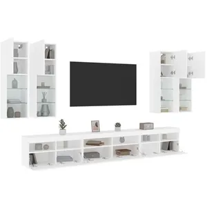 Comparateur de prix : vidaXL Ensemble de meubles TV muraux 7 pcs avec lumières LED blanc